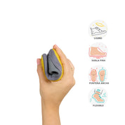 Calzado respetuoso para bebé, completamente flexible, blando y plegable, que acompaña el movimiento natural del pie y favorece un desarrollo saludable.