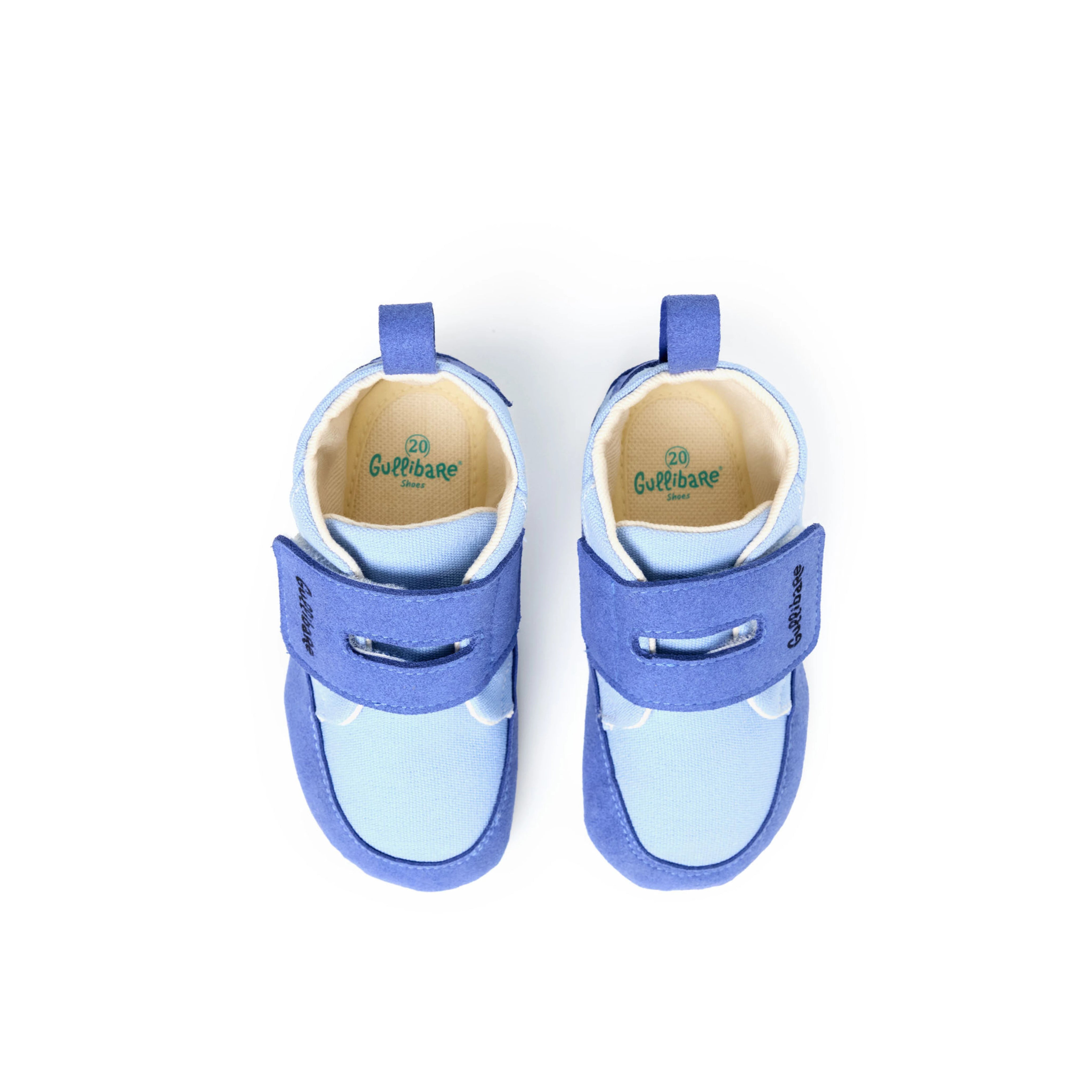 Calzado respetuoso para bebé azul Gullibare con velcro ajustable