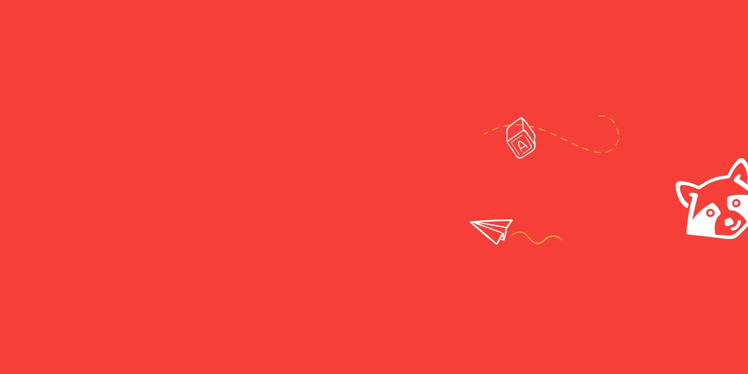 Fondo gráfico rojo del newsletter de Gullibare con ilustraciones decorativas