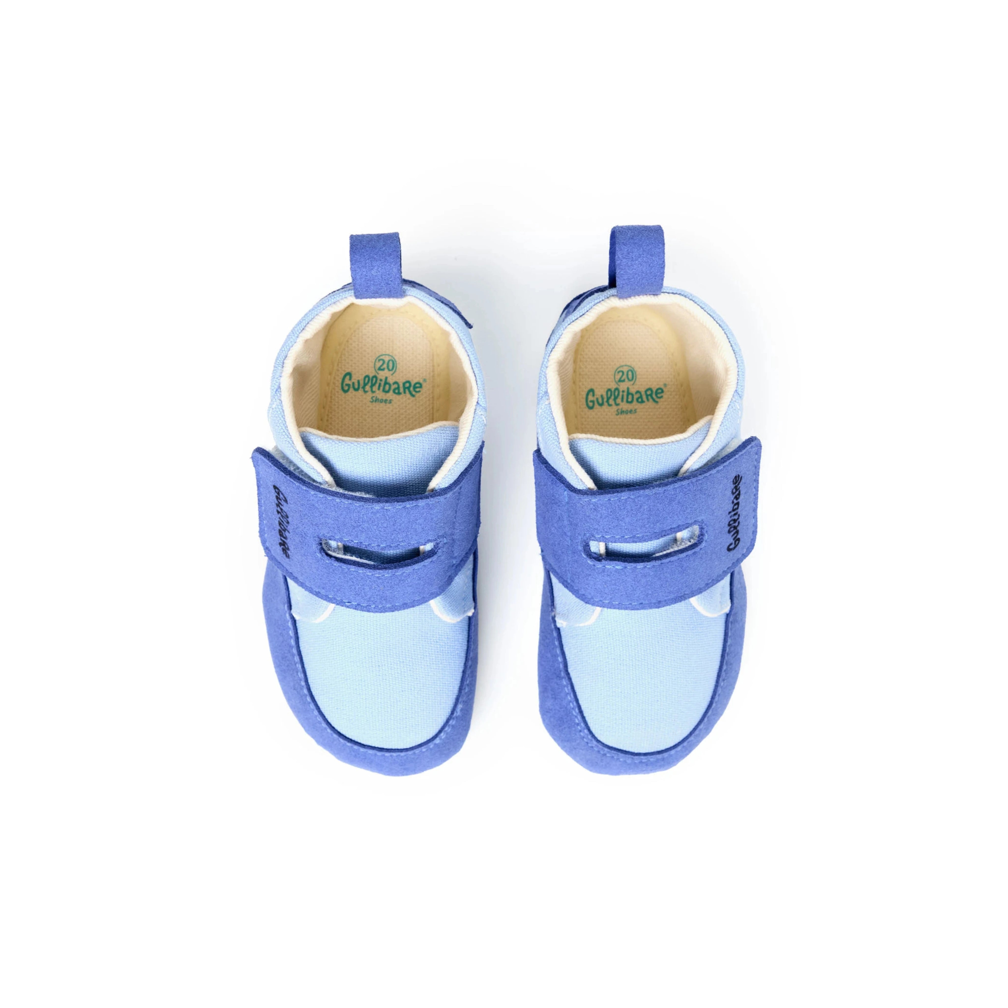 Calzado respetuoso para bebé azul Gullibare con velcro ajustable