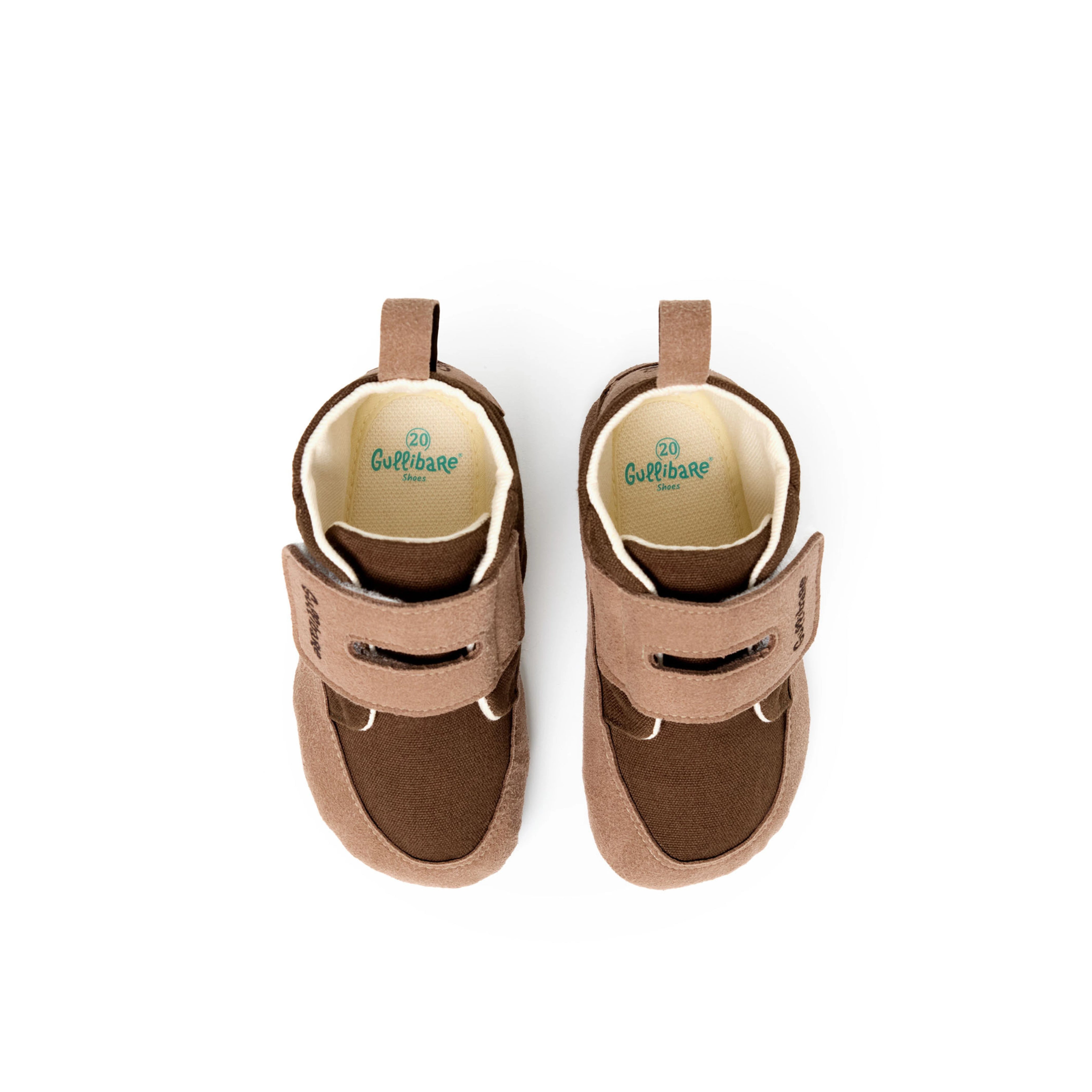 Calzado respetuoso para bebé marrón Gullibare vista superior