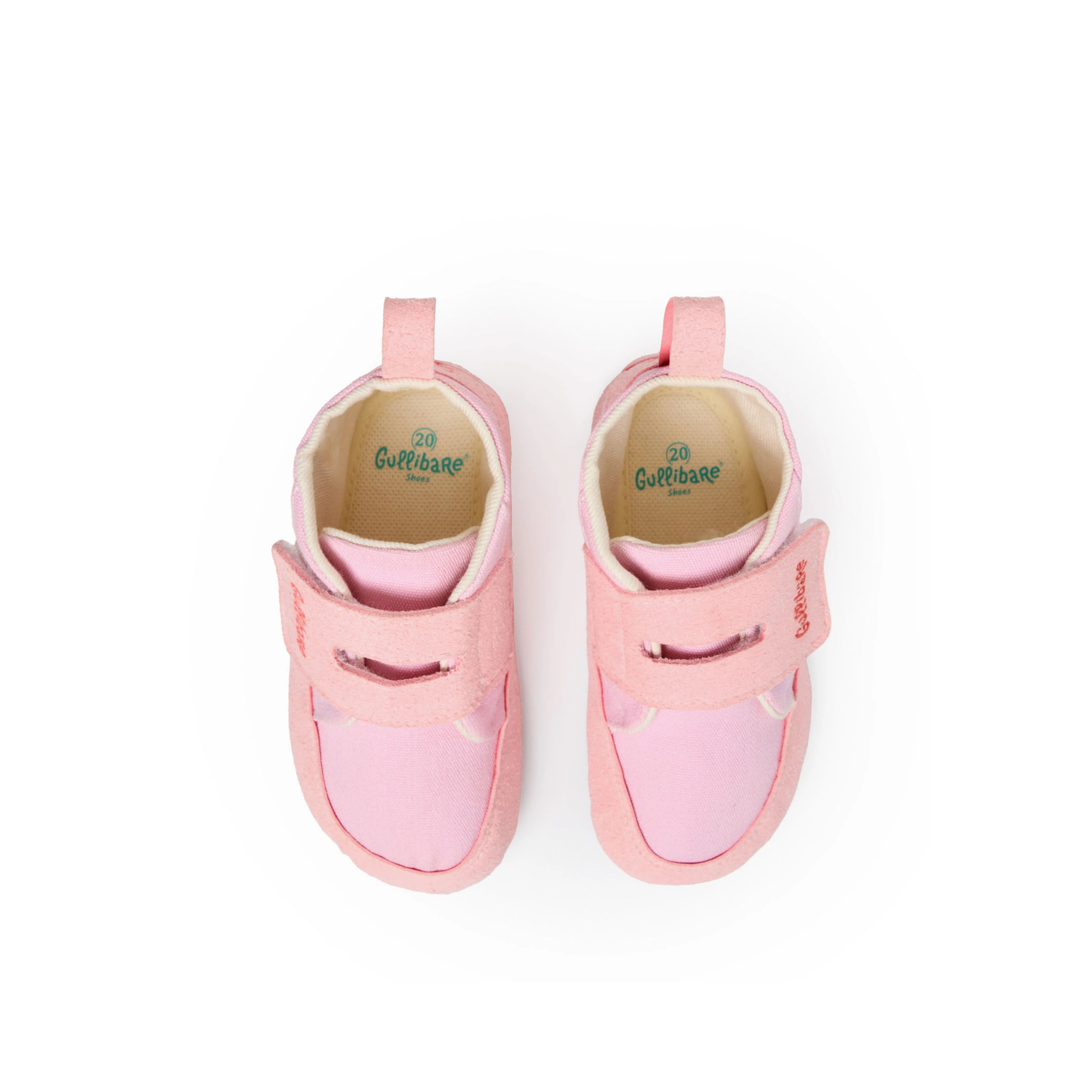 Calzado respetuoso para bebé rosa Gullibare fácil de poner con velcro