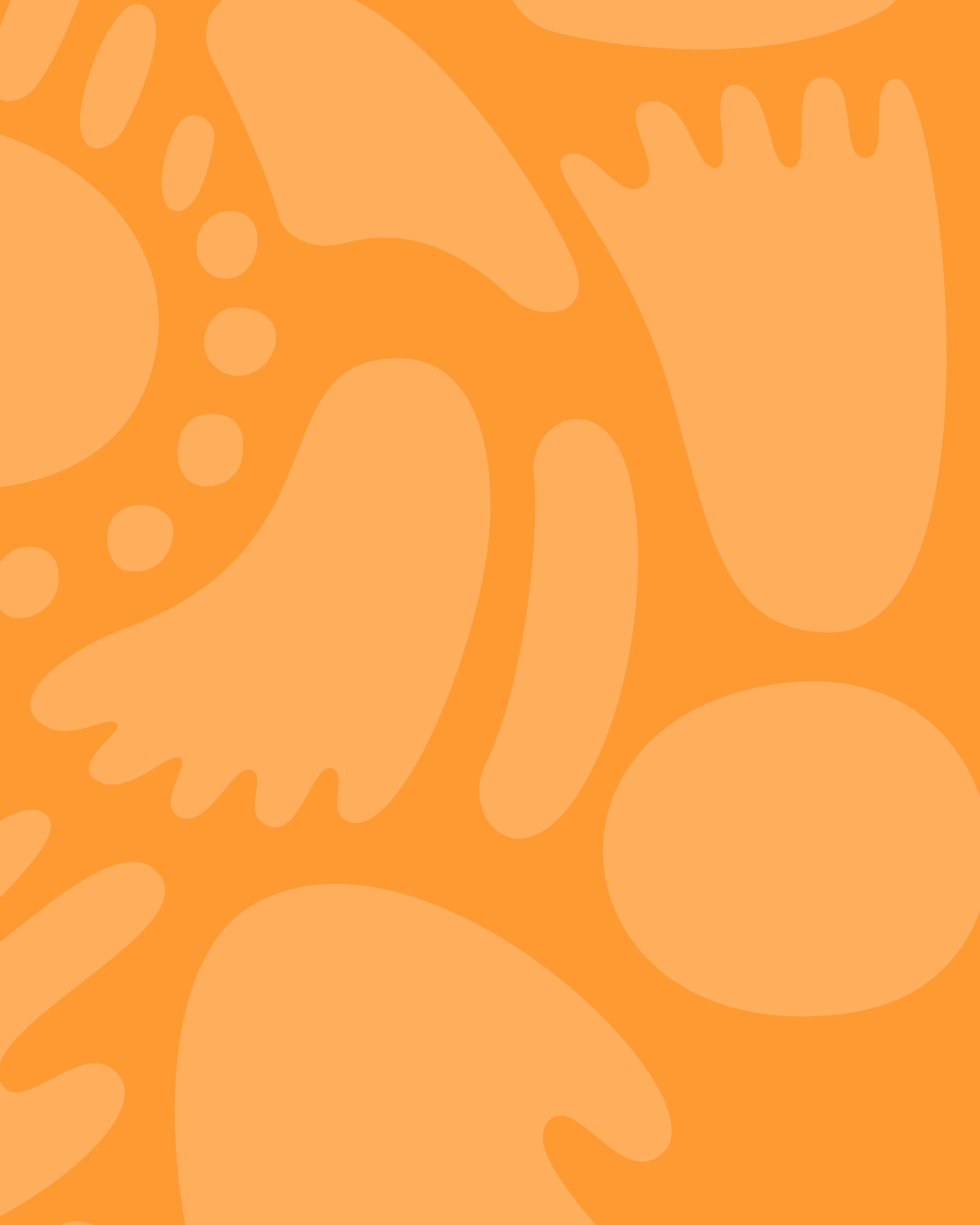 Fondo naranja con formas de pies — patrón de marca de Gullibare®.