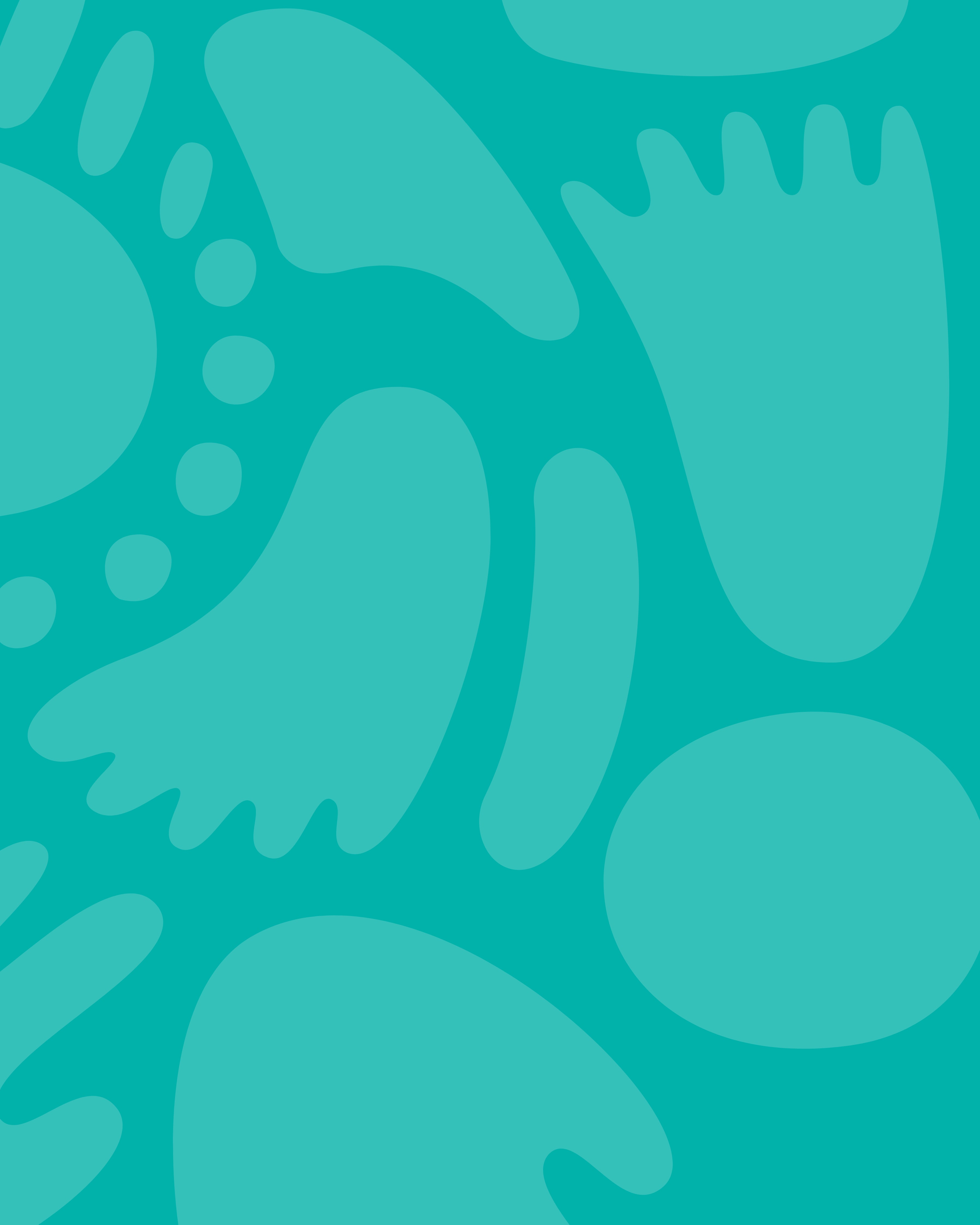 Fondo turquesa con formas de pies — patrón de marca de Gullibare®.