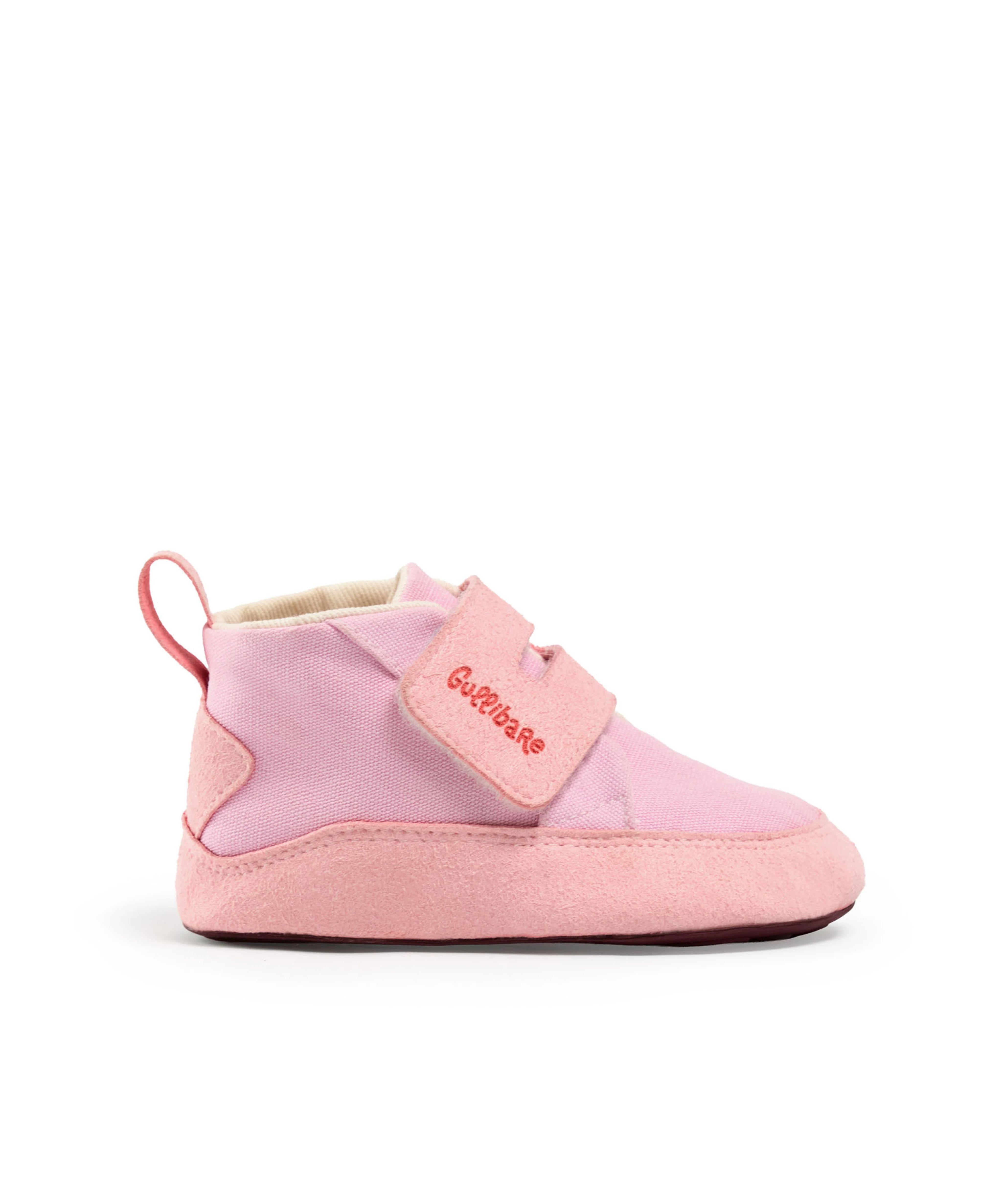 Calzado respetuoso para bebé rosa Gullibare con velcro ajustable