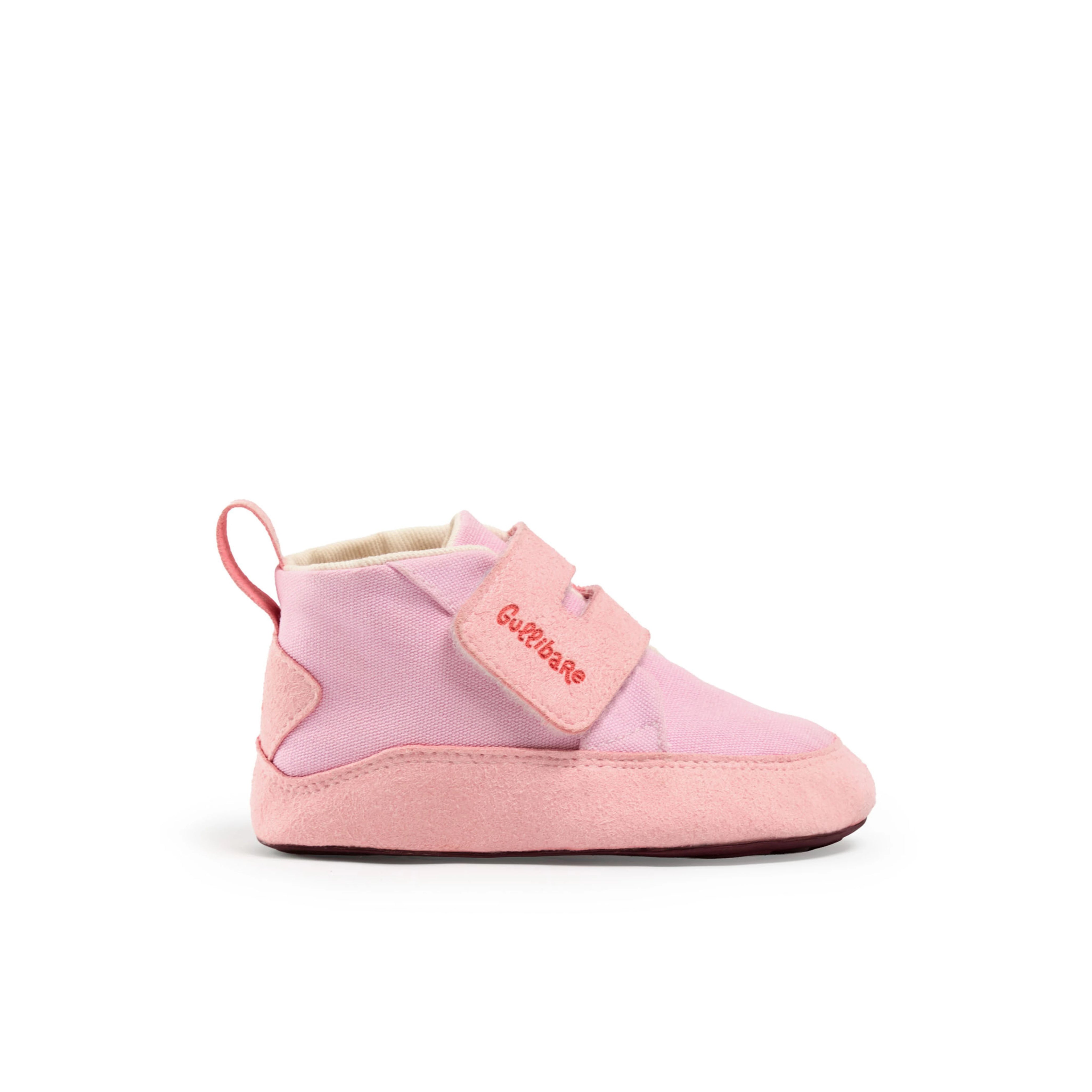 Calzado respetuoso para bebé rosa Gullibare con velcro ajustable